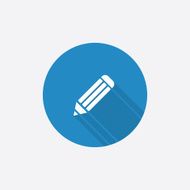 pencil Flat Blue Simple Icon with long shadow N2