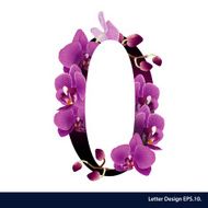 Alphabet number zero with flower Vector illustration
