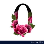 Alphabet number zero with flower Vector illustration N2