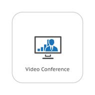 Video Conference Icon Business Concept Flat Design N2