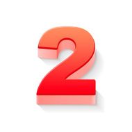 3d shiny red number 2 N3
