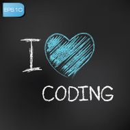 I love coding on blackboard background vector