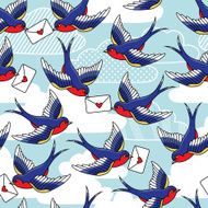 Old school pattern with birds and letters N9