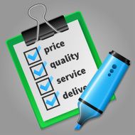 Blue felt tip pen and green checklist