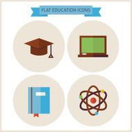Flat Education Website Icons Set
