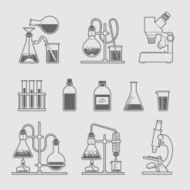 chemical glassware icons set N9