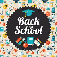 Vector school flat design flyer template N2