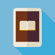 Flat Electronic Book Illustration with long Shadow