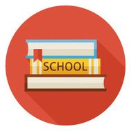 Flat Back School Book with Bookmark Circle Icon Shadow