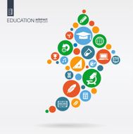 Education color icons in arrow shape abstract background vector illustration