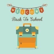 Welcome Back To School banner message with retro school bag icon