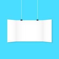 white surround hanging poster on blue background