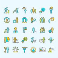 Set of line color business people icons