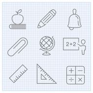 Back to school theme vector thin line icons N5