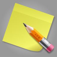 Orange pencil and yellow sticker reminder page
