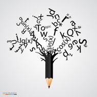 Abstract tree with black letters N2