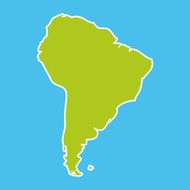 South America map blue ocean and green continent Vector