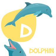 Funny cartoon animals vector alphabet letter set for kids D N2