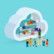 cloud service concept 3d isometric infographic N2