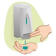 Person making hand hygiene with cleaning product