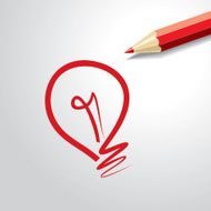 Pencil with light bulb Idea concept Vector