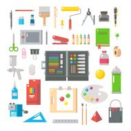 Flat design of designer items set