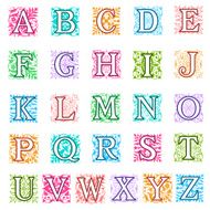 Foliate and floral alphabet letters set