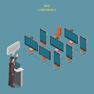 Web Conference Flat Isometric Vector Concept