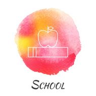 School Knowledge Book with Apple Vector Watercolor Concept