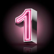 3d pink neon light number 1