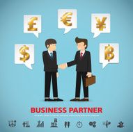 businessman handshake template modern info graphic N8