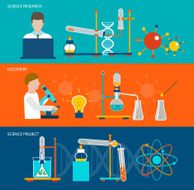 Science research and chemical laboratory banners