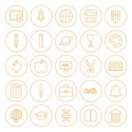 Line Circle Education Icons Set