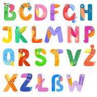 Consonants of the Latin alphabet like different birds N2