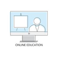 Thin line icon of online education form webinar