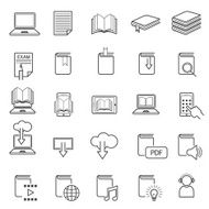 School Online E-Learning E-Book Book Line Icons Set N2