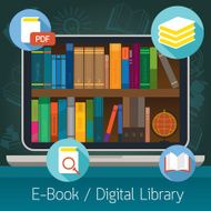 Laptop and books E-Book Digital Library Concept N2