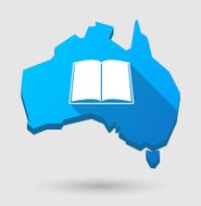 Long shadow Australia map icon with a book