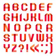 Spectral letters folded of paper ribbon-red