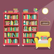 library scene illustration in flat design N2