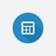 calculator Flat Blue Simple Icon with long shadow