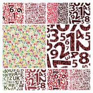 Set of Seamless Backgrounds With Numbers and Letters Pattern