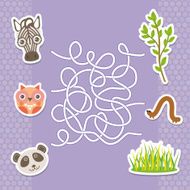 zebra panda owl labyrinth game for Preschool Children Vector N2