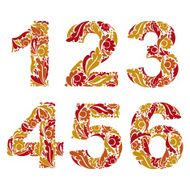 Stylish figures with herbal ornament Beautiful numbers flo