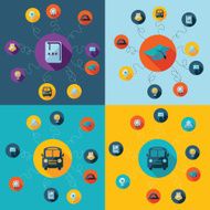Flat concept set modern design with shadow education icons N49