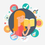 Woman reading book vector illustration flat style
