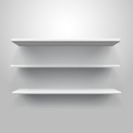Realistic triple book shelf template vector illustration