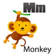 Alphabet M with Monkey