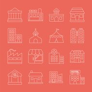 Building line icon set N5
