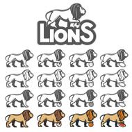 Lion mascot in different styles for sport emblems
